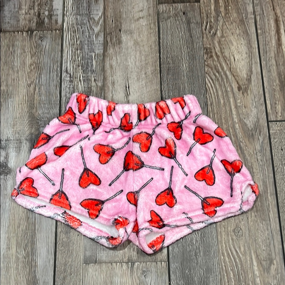 iscream Kids Pink Heart Lollipop Fuzzy Shorts